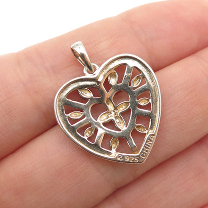 ROSS SIMONS 925 Sterling Silver 2-Tone Vintage Real Diamond Accent Heart Pendant