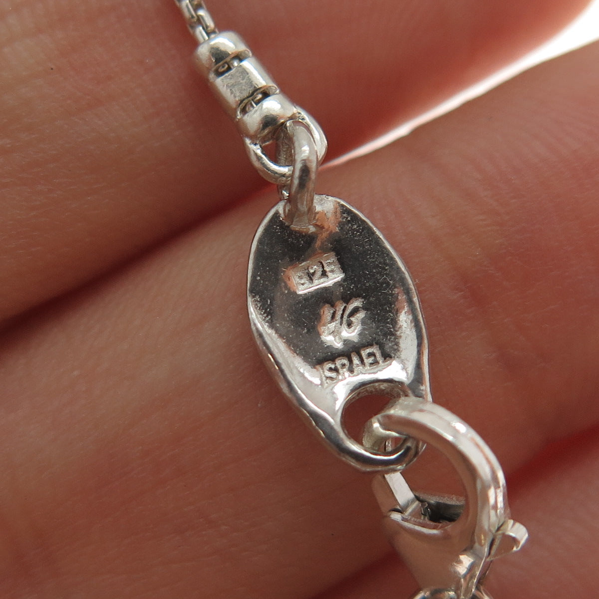 HAGIT GORALI Sterling Vintage Israel Real Pearl Floral Box Chain Necklace 28"