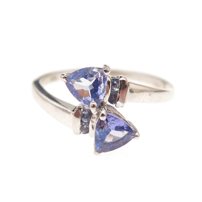 Chuck Clemency 925 Sterling Silver Real Tanzanite Bypass Ring Size 8