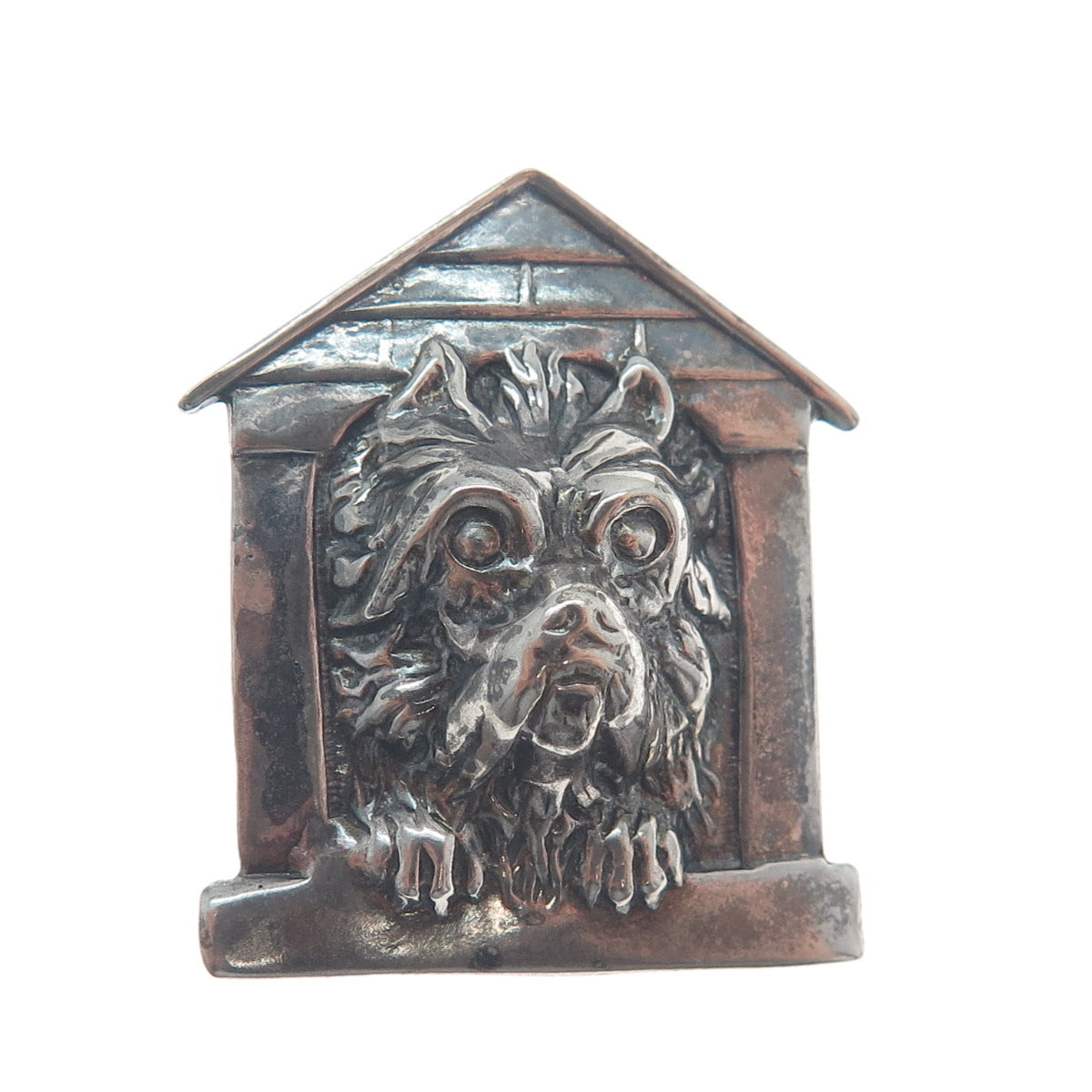 925 Sterling Silver Vintage Dog House Oxidized Pin Brooch