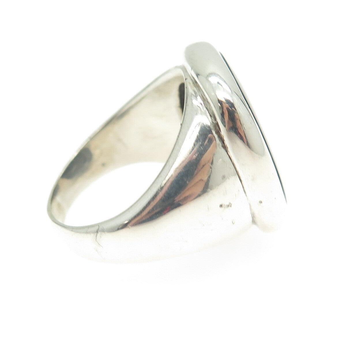 925 Sterling Silver Vintage Real Black Onyx Signet Ring Size 10.75