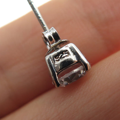 925 Sterling Silver Round-Cut C Z Stud Earrings