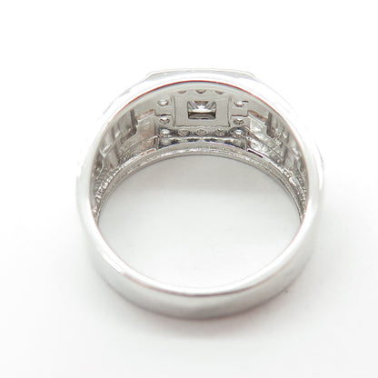 925 Sterling Silver Princess-Cut & Round-Cut Shaped C Z Ring Size 9.25