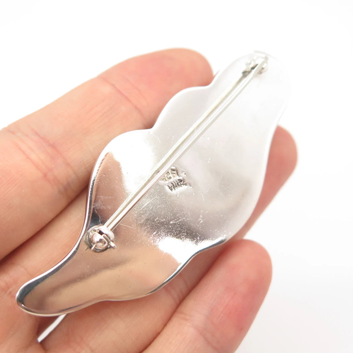 925 Sterling Silver Vintage Zina Modernist Ribbed Pin Brooch