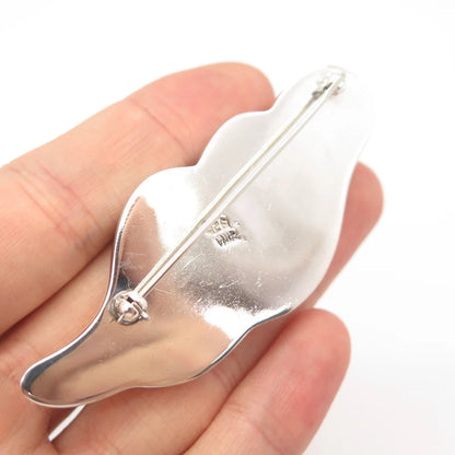 925 Sterling Silver Vintage Zina Modernist Ribbed Pin Brooch