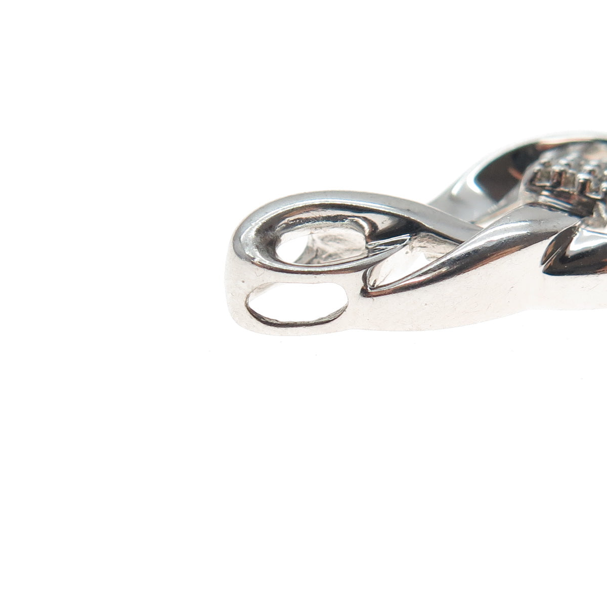 SUN 925 Sterling Silver Real Round-Cut Diamond Twisted Slide Charm Pendant