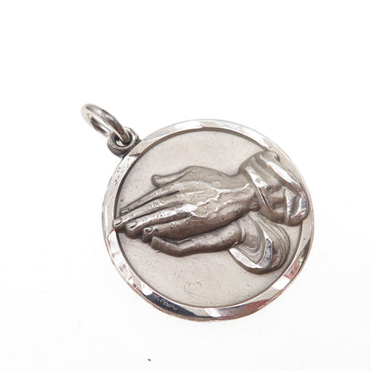 Atelier 925 Sterling Silver Vintage Prayer Hands Religious Charm Pendant