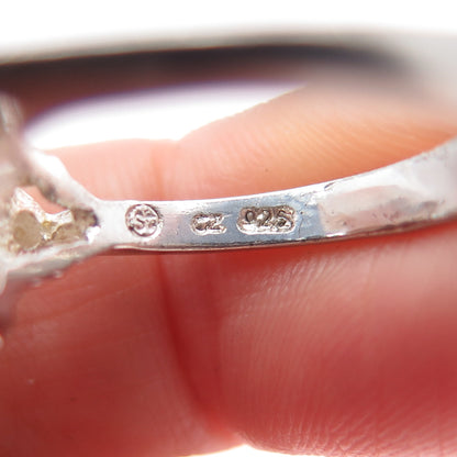 925 Sterling Silver Vintage Radiant & Round-Cut C Z Engagement Ring Size 7