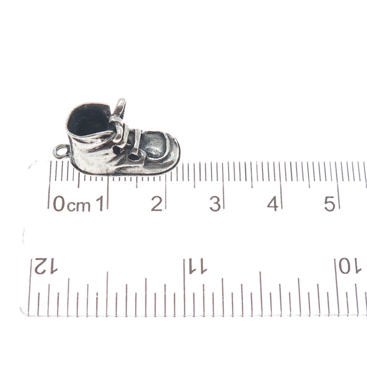 925 Sterling Silver Vintage Shoe Oxidized Minimalist 3D Charm Pendant
