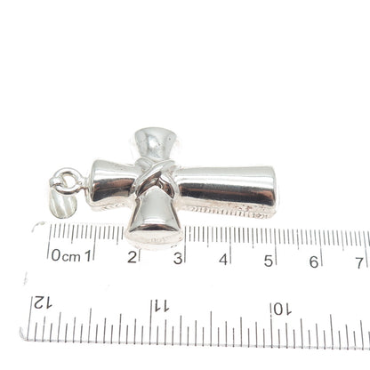 925 Sterling Silver Vintage Italy Cross Religious 3D Charm Pendant