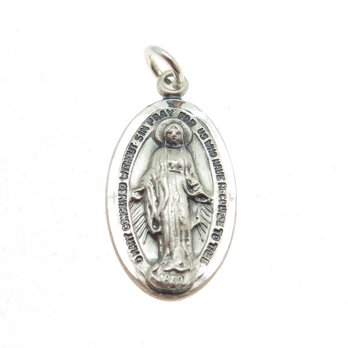 CHAPEL 925 Sterling Silver Antique Art Deco St. Mary Religious Pendant