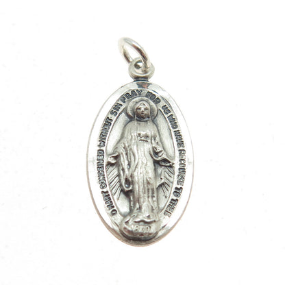 CHAPEL 925 Sterling Silver Antique Art Deco St. Mary Religious Pendant