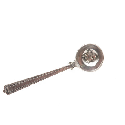 Fine Arts 925 Sterling Silver Antique Art Deco Salt & Spices Spoon Pin Brooch