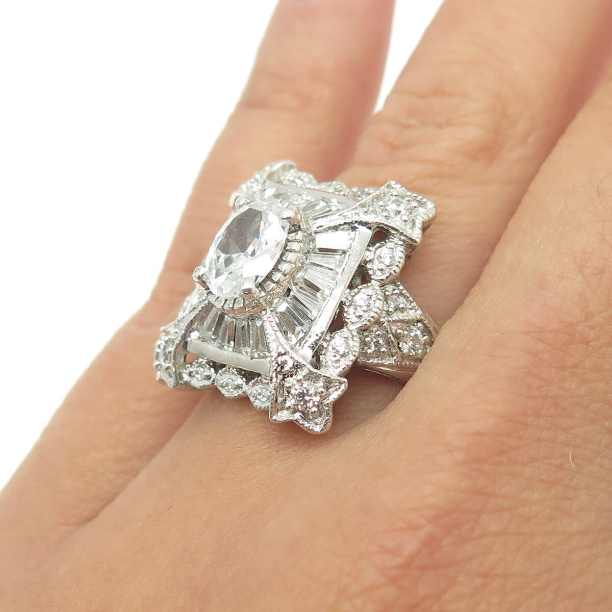 925 Sterling Silver Multi-Color C Z Ring Size 6.5