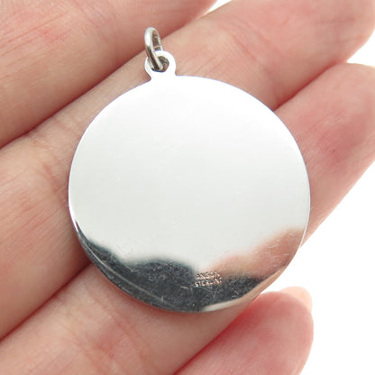 ANSON 925 Sterling Silver Vintage Bride Wedding Round Pendant