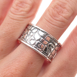 925 Sterling Silver Vintage Cobblestone Oxidized Band Ring Size 13.25
