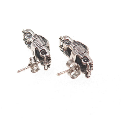 925 Sterling Silver Vintage Retro Car Oxidized Earrings