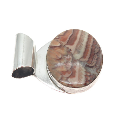 GENEVA RAMONE Silver Creations Old Pawn 925 Sterling Vintage Agate Slide Pendant