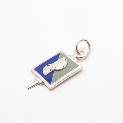 925 Sterling Silver Vintage D.G. Elsen Enamel Church Pendant