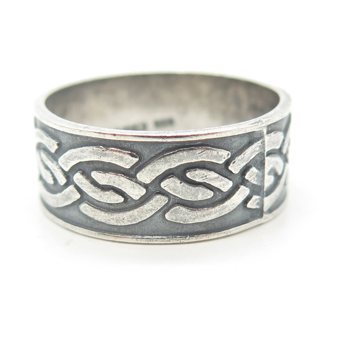 925 Sterling Silver Vintage Mexico Woven Band Ring Size 12