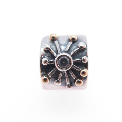 PANDORA 925 Sterling Silver & Gold C Z Desert Star Slide Bead Charm