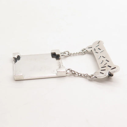 925 Sterling Silver Vintage ANN Dog's Bone Picture Frame Pin Brooch