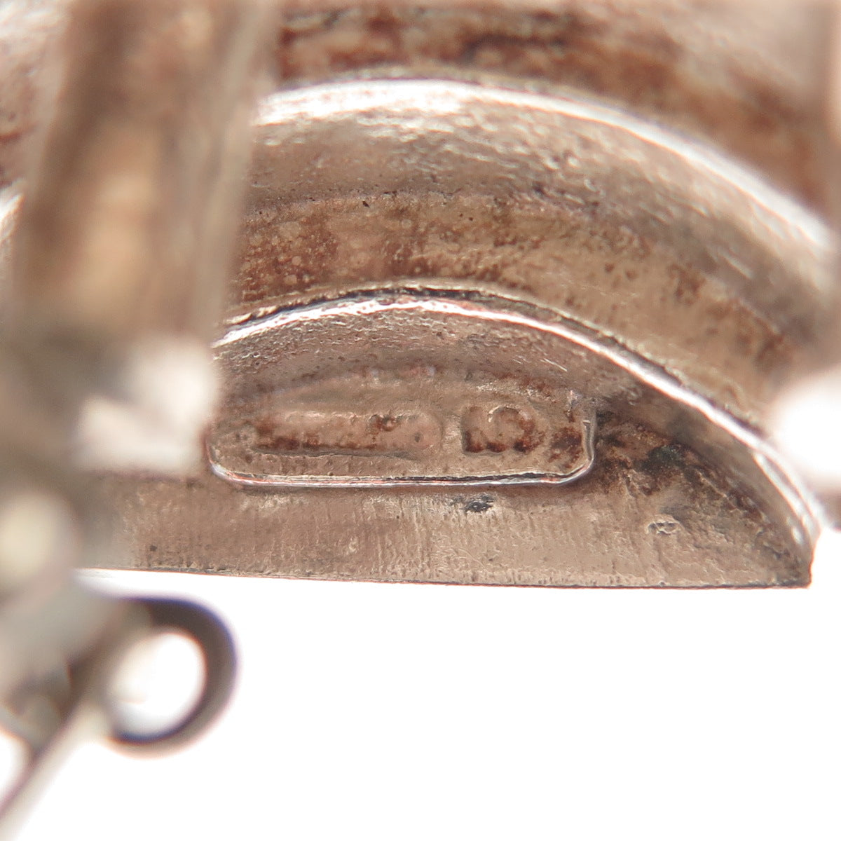 14K Gold & 925 Sterling Silver Vintage Modernist Oxidized Clip On Earrings