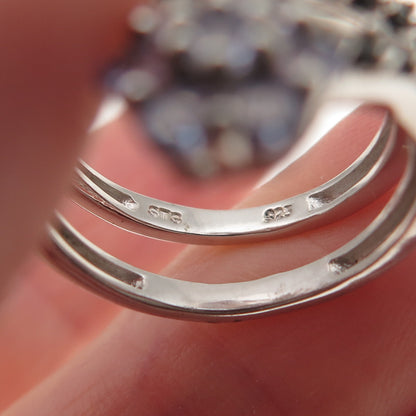 Chuck Clemency Sterling Silver Real Tanzanite & Spinel Adjustable Ring Size 6.5
