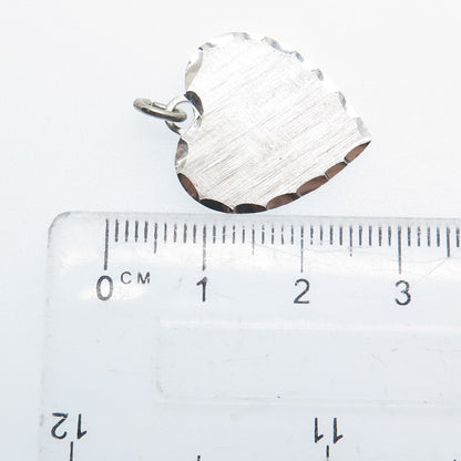 WELLS 925 Sterling Silver Vintage Diamond-Cut Heart Minimalist Charm Pendant