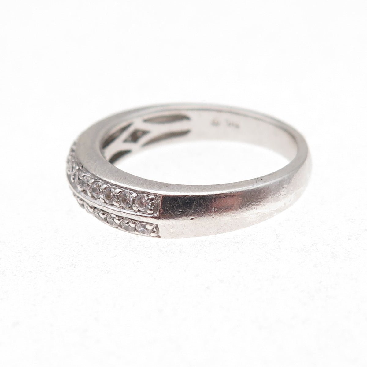 925 Sterling Silver Round-Cut C Z Half Eternity Band Ring Size 7