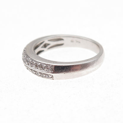 925 Sterling Silver Round-Cut C Z Half Eternity Band Ring Size 7