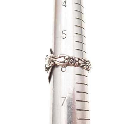 Beau 925 Sterling Silver Antique Art Deco Adjustable Spoon Ring Size 6