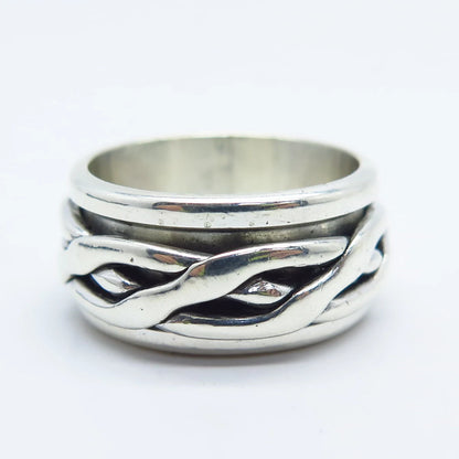 925 Sterling Silver Vintage Mexico Braided Celtic Band Ring Size 7.75