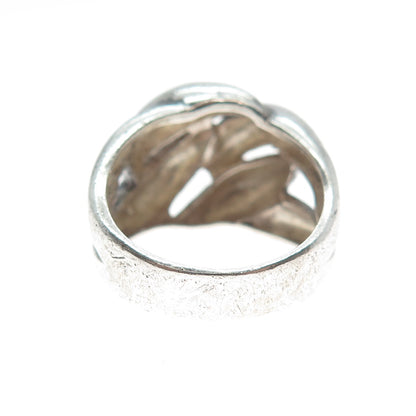 925 Sterling Silver Vintage Modernist Oxidized Ring Size 7