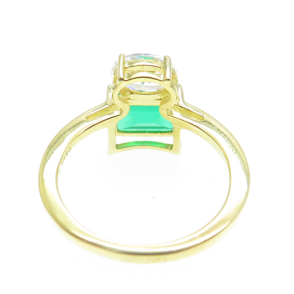 DSMK 925 Sterling Silver Gold Plated Chrome Diopside Gem & C Z Ring Size 6