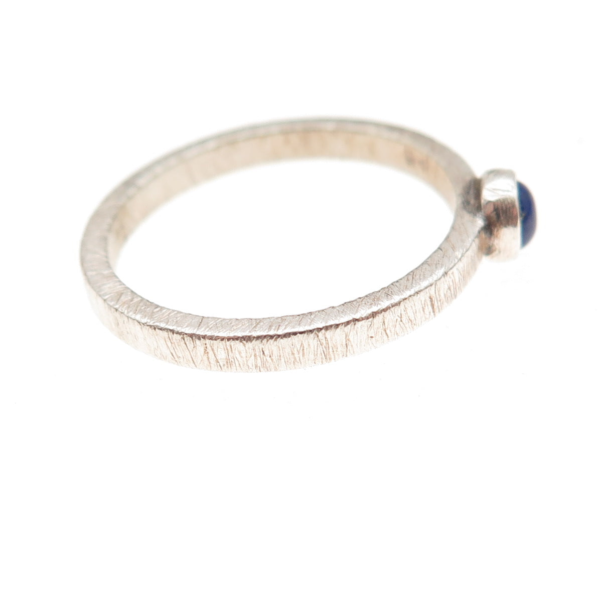 925 Sterling Silver Vintage Real Lapis Brushed Oxidized Ring Size 9.25
