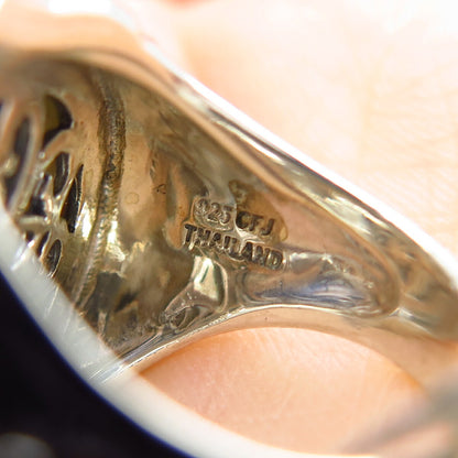 925 Sterling Silver Real Mother-of-Pearl Floral Domed Ring Size 5.75