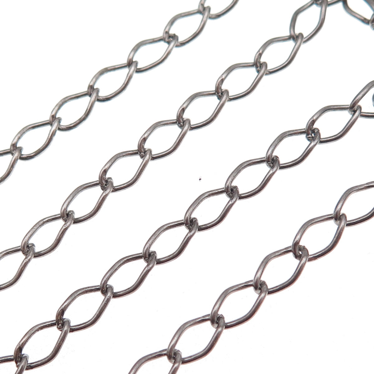 925 Sterling Silver Black Rhodium Real Diamond Curb Chain Necklace 28"