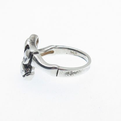 925 Sterling Silver Vintage Flower Oxidized Ring Size 7