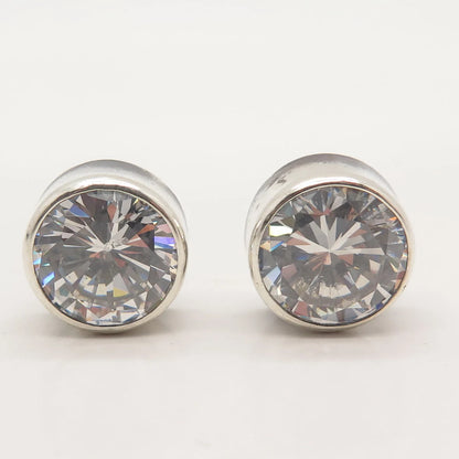 925 Sterling Silver C Z Round Stud Earrings