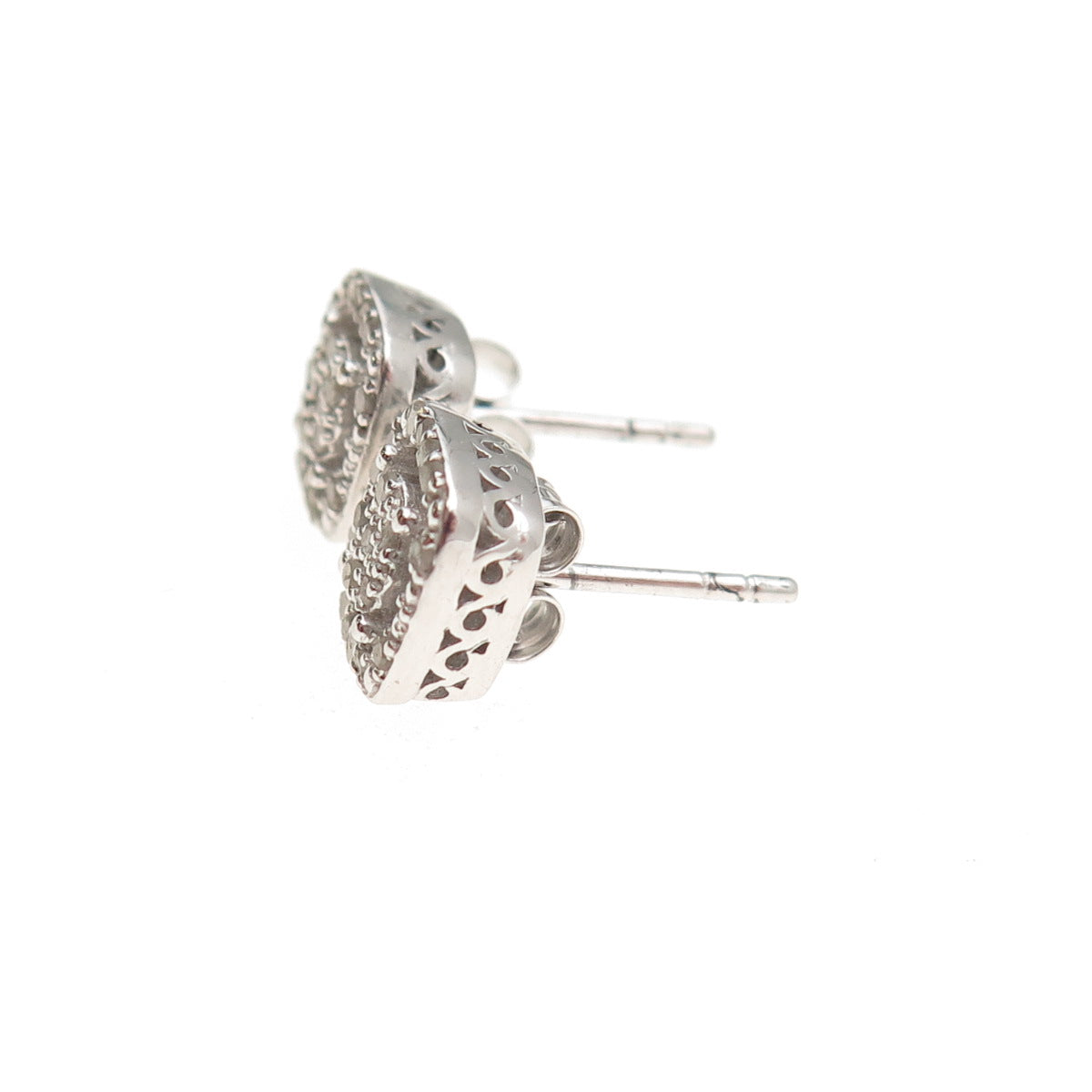 DEE BERKLE 925 Sterling Silver Real Round-Cut Diamond Stud Earrings