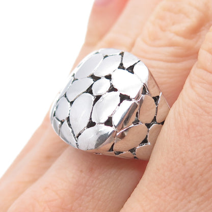 925 Sterling Silver Vintage Modernist Kali Dotted Dome Ring Size 8.25