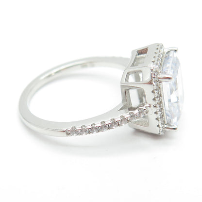 925 Sterling Silver Radiant & Round-Cut Shaped C Z Ring Size 7.25
