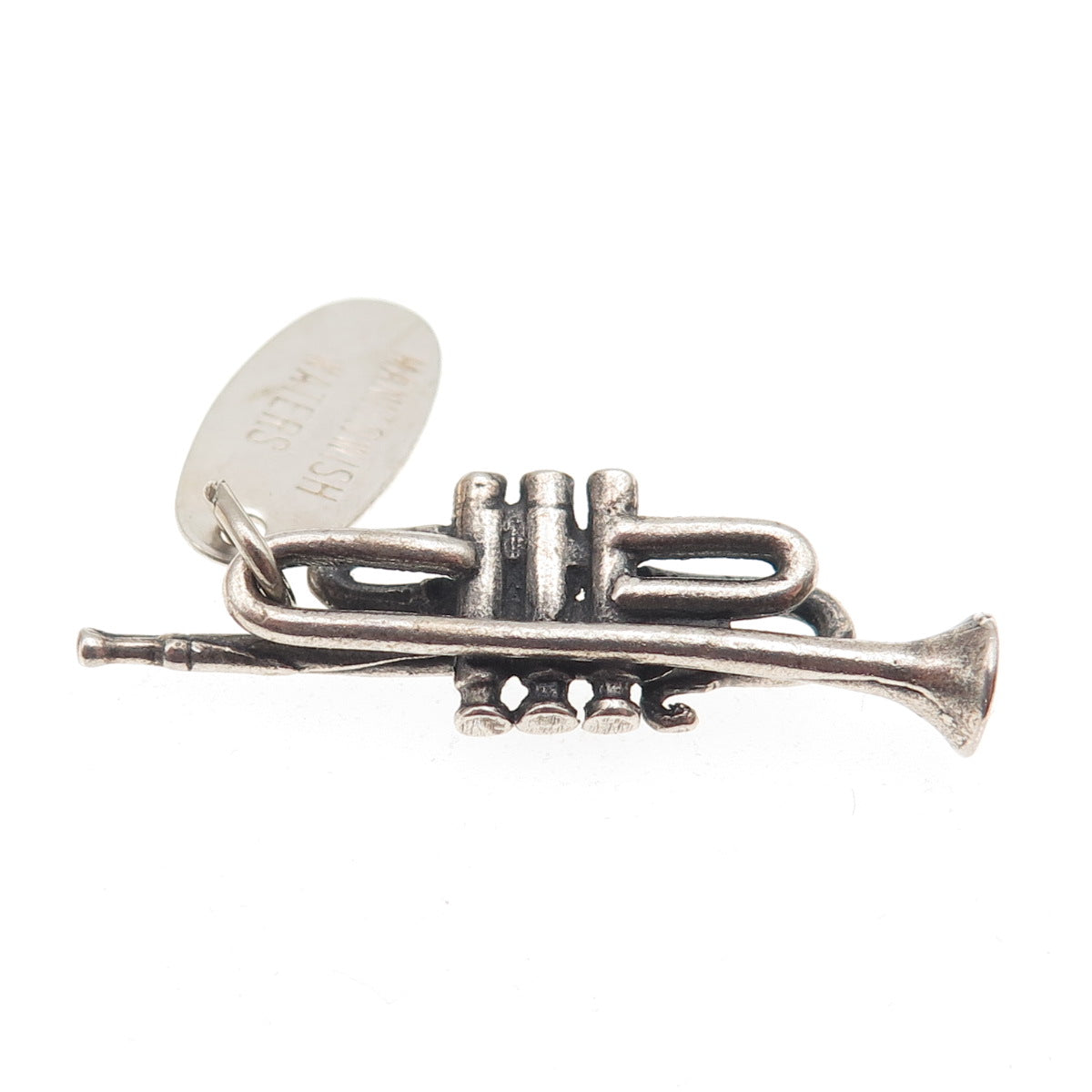 925 Sterling Silver Vintage Trumpet Manitowish Waters 3D Mini Charm Pendant