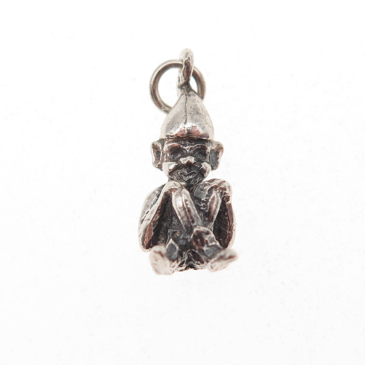 925 Sterling Silver Vintage Pixie Oxidized 3D Mini Charm Pendant