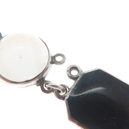 925 Sterling Silver Antique Real Opalite & Enamel Bracelet 7.75" (repair)