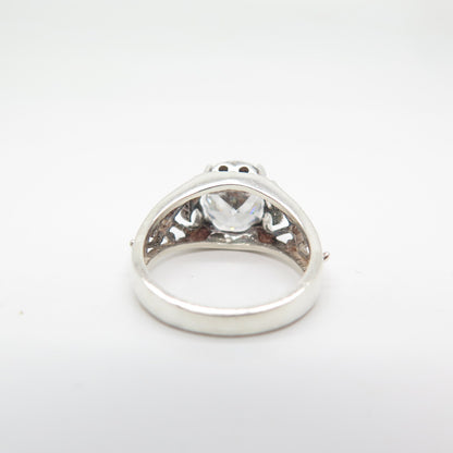 925 Sterling Silver Oval-Cut C Z Ornate Ring Size 6.25