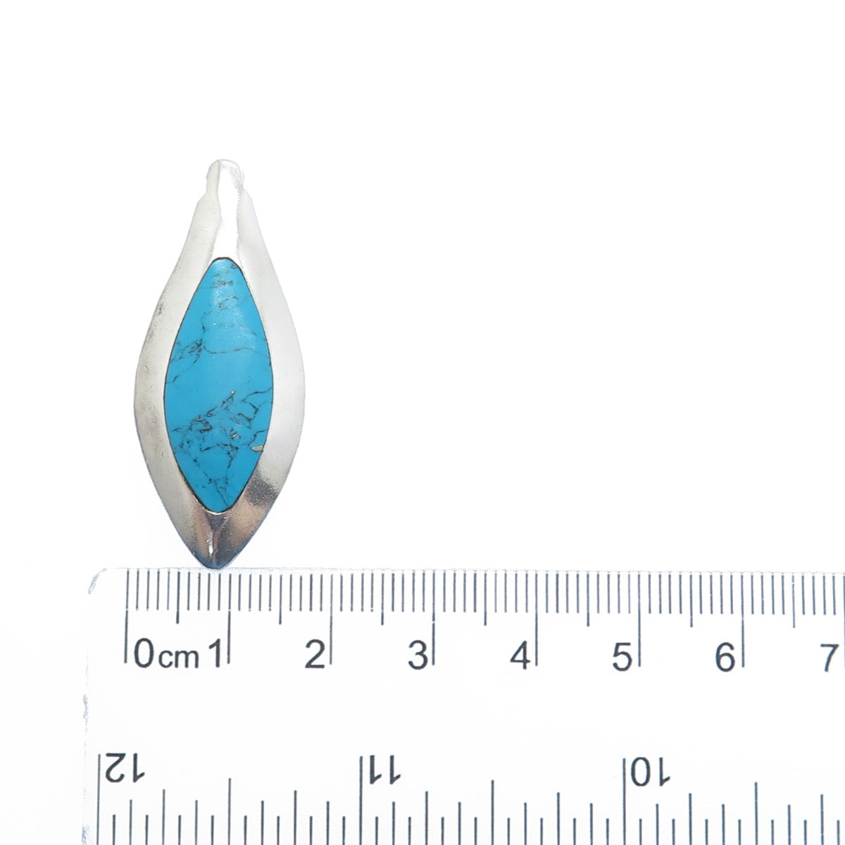 925 Sterling Vintage Morenci Turquoise Black Onyx Petal Dual Sided Slide Pendant