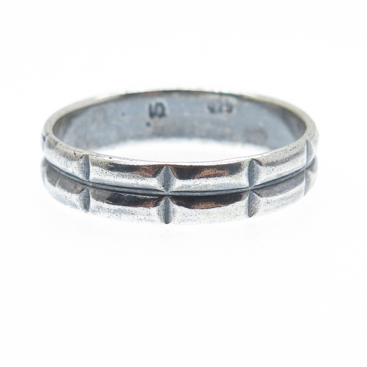 925 Sterling Silver Vintage 2-Row Bar Oxidized Band Ring Size 10.75