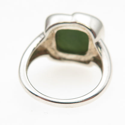 Michelle Albala 925 Sterling Silver Vintage Real Jade Modernist Ring Size 7